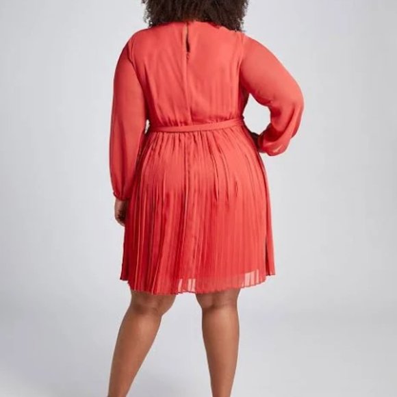 LB Pleated Chiffon Fit & Flare Dress - Picture 2 of 4